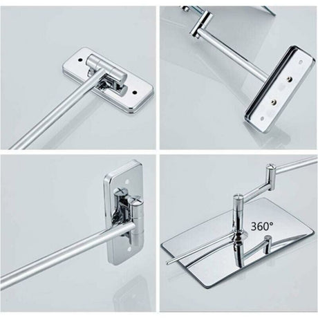Foldable Rotating Magnifying Mirror 3X, 360-Degree Wall Mount with Compatible Drilling for Bathroom Makeup