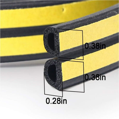 Black D-profile Weather Strip Seal 6M for Door Window Soundproof Weatherproof Strong Adhesion