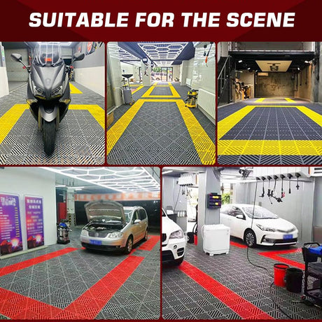 1.8 cm thick plastic interlocking floor tiles/grilles for car wash bays and car detailing shops - plastic divider mats - red （1pc）