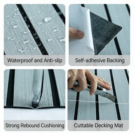EVA Foam Boat Flooring Mat Decking Sheet 240*17.1*0.6cm Light Grey