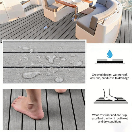 EVA Foam Boat Flooring Mat Decking Sheet 240*17.1*0.6cm Light Grey