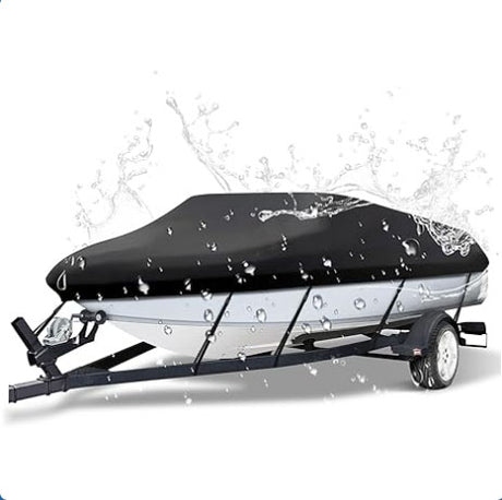 12-14ft Boat Cover Trailerable Marine Grade 600D Black