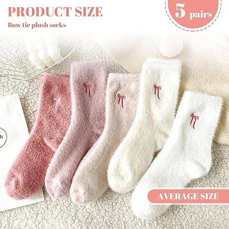 5 pairs of fleece socks for women - Comfortable lace-up socks - Warm winter socks - Thick fleece socks for home use - Warm winter socks - Soft sleeping socks - Lounge socks - Christmas gift - Birthday gift