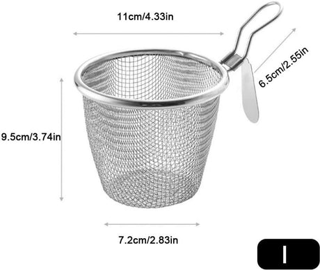 Stainless Steel Pasta Basket - Cooking Basket with Pasta Clamp - Hanging Strainer - Kitchen Utensils Suitable for Pasta, Ramen, Pho and Vegetables