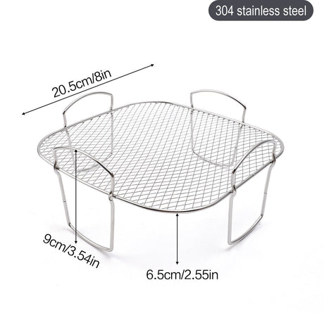 Square air fryer rack - Air fryer baking pan - Air fryer accessories - Stainless steel - 20.5 cm