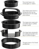 3-in-1 Hamburger and Hamburger Press - Hamburger Mold - Non-stick, Durable Patty Maker for Stuffed Burgers and Sliders - Easy to Clean - Black