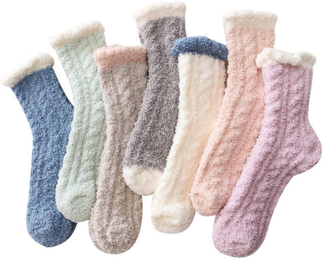 Slippers and socks - lounge socks - 7 pairs - Women's lounge socks - Soft and comfortable women's lounge socks - Comfortable, warm, thick and soft
