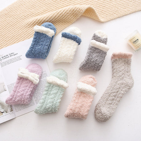 Slippers and socks - lounge socks - 7 pairs - Women's lounge socks - Soft and comfortable women's lounge socks - Comfortable, warm, thick and soft