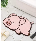 Thick and soft pink bath mat with pig motif - bath mat - bathroom showroom - non-slip bath mat - play mat - home decoration - indoor mat (sleeping pig)
