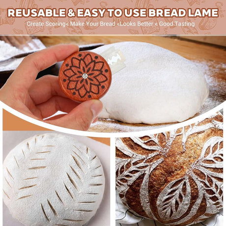 Portable Round Bread Slicer, Bread Trimmer, Slicer, Baking Accessory with 5 Blades