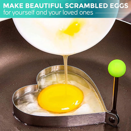 Stainless Steel Egg Baking Mold - 5 Pieces - Egg Baking Mold - Kitchen Utensils - DIY Model Egg Baking Mold - 5 Piece Creative Breakfast Set - Circle, Heart, Flower, Five-Pointed Star and Mickey Mouse Shapes