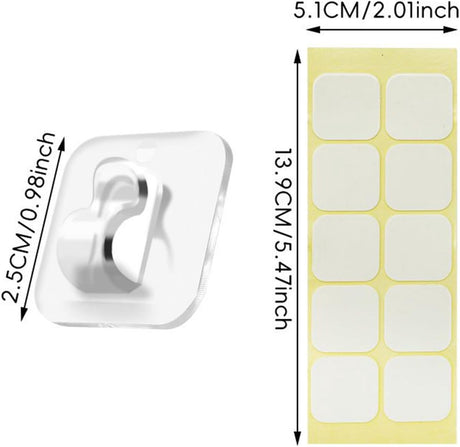 Hooks - Mini Light Clips | Self-Adhesive Lighting Hooks - Cable Holder Organizer - Set of 20 Hooks incl. Adhesive Strip