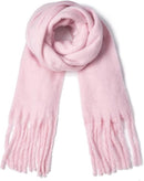 Scarf - Women's Winter Scarf - Warm and Thick Knitted Checked Scarf - Blanket Scarf - Stylish Gift - A Gift for Her (Pink)