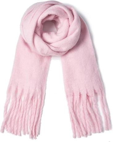 Scarf - Women's Winter Scarf - Warm and Thick Knitted Checked Scarf - Blanket Scarf - Stylish Gift - A Gift for Her (Pink)