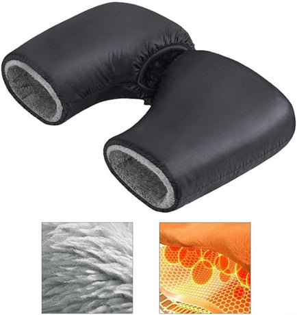 Cycling Gloves - Extra Padded Cycling Gloves - Waterproof Gloves - Warm Gloves - Cycling Gloves - Scooter Gloves - Hand Warmers - Bicycle Accessories - With Reflective Strips - Winter - Windproof （Black）