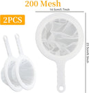 2-Piece Food Strainer - Mesh Sieve - Sieve Filter - Reusable Strainer - for Oil, Coffee, Tea, Juice, Wine (200 Mesh) - White