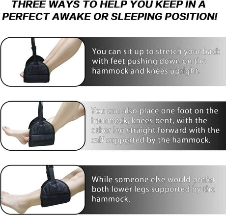 Airplane Footrest - Flying Leg Hammock - Prevents Back, Leg, Knee, and Hip Pain and Stiffness - Portable Travel Accessory with Adjustable Height - Suitable for Airplanes, Trains, and the Office