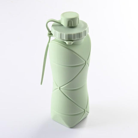 Water Bottle - Collapsible Water Bottle - Silicone Water Bottle - 600ml - Heat Resistant, Drop Resistant - Essential for Outdoor Travel (Green)