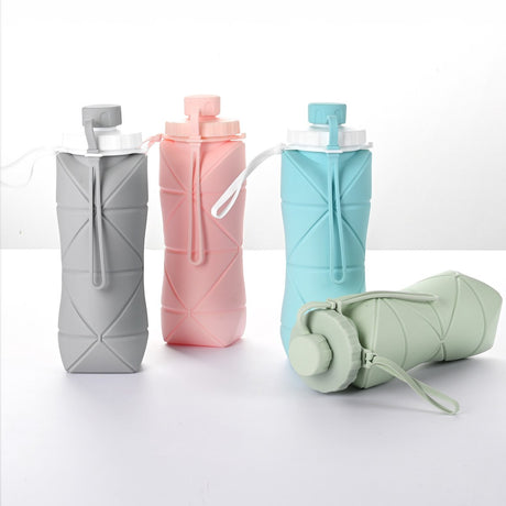 Water Bottle - Collapsible Water Bottle - Silicone Water Bottle - 600ml - Heat Resistant, Drop Resistant - Essential for Outdoor Travel (Green)