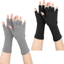 2 pairs of fingerless gloves - plain gloves for fall and winter - warm gloves with half fingers - long knitted - fingerless gloves - one size fits all - wristbands - black and gray
