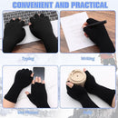 2 pairs of fingerless gloves - plain gloves for fall and winter - warm gloves with half fingers - long knitted - fingerless gloves - one size fits all - wristbands - black and gray
