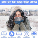 2 pairs of fingerless gloves - plain gloves for fall and winter - warm gloves with half fingers - long knitted - fingerless gloves - one size fits all - wristbands - black and gray
