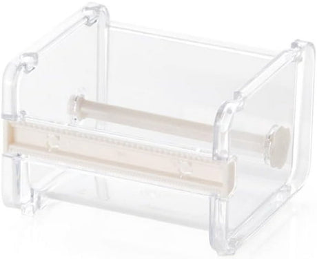 Transparent, visible packaging tape dispenser - holder for cutting tape - organizer, holder for desk and office tape - holder for self-adhesive roll tape dispenser - storage tape, cutting tape - adhesives and fasteners