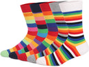 Socks - Comfort Cotton High Socks - Colorful Striped Socks (5 Pairs)