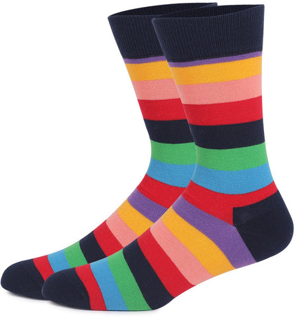 Socks - Comfort Cotton High Socks - Colorful Striped Socks (5 Pairs)