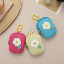 Storage Bag - Cute Mesh - Flowers - Keychain Wallet - Headphone Bag - Pendant Storage Bag - Multifunctional - Red