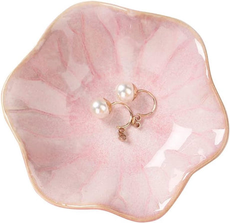 Ceramic Jewelry Bowl - Room Decor, Key Holder, Ring Holder, Jewelry Tray, Jewelry Tray, Drip Tray, Bedside Table Decoration (Pink)