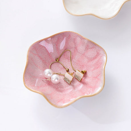 Ceramic Jewelry Bowl - Room Decor, Key Holder, Ring Holder, Jewelry Tray, Jewelry Tray, Drip Tray, Bedside Table Decoration (Pink)
