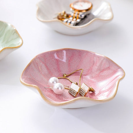 Ceramic Jewelry Bowl - Room Decor, Key Holder, Ring Holder, Jewelry Tray, Jewelry Tray, Drip Tray, Bedside Table Decoration (Pink)