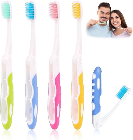 4-pack toothbrushes - Travel toothbrushes - Foldable toothbrushes - Foldable travel toothbrushes - Portable soft toothbrushes - Easy to carry