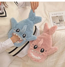 Hot Water Bottle - 1L Capacity - Hot Water Bottle with Cover - Plush Hot Water Bottle - Cute Shark Design - Keeps Water Hot for Up to 6 Hours - A Great Gift for Family and Friends - Pink