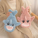 Hot Water Bottle - 1L Capacity - Hot Water Bottle with Cover - Plush Hot Water Bottle - Cute Shark Design - Keeps Water Hot for Up to 6 Hours - A Great Gift for Family and Friends - Pink