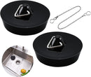 2-Pack Drain Plug - Sink Plug - Bath Plug for Home - Universal Plug Set - Diameter 42-45 mm - For Sinks - Kitchen Sink Plug Chain - Black