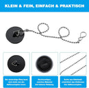 2-Pack Drain Plug - Sink Plug - Bath Plug for Home - Universal Plug Set - Diameter 42-45 mm - For Sinks - Kitchen Sink Plug Chain - Black