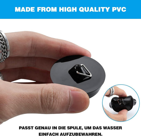 2-Pack Drain Plug - Sink Plug - Bath Plug for Home - Universal Plug Set - Diameter 42-45 mm - For Sinks - Kitchen Sink Plug Chain - Black