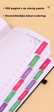 2026 Daily Planner – 2026 Adult Agenda – 1 Day on 1 Page – 365 Day Planner & Notebook – 14.0*20.8cm – Black