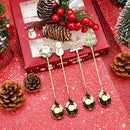 Teaspoons - 4 spoons - Christmas tableware - Silver dessert spoons - Decorated with Christmas trees, reindeer, snowmen and Santa Claus - Suitable for desserts, tea and soup