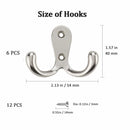Double Hook - Chrome Double Coated Hook - Clothes - Bathrobe - Towel - Bathroom Bedroom Door Wall 6 Pieces
