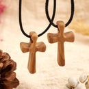 Olive Wood Cross Necklace - Simple and Personalized
