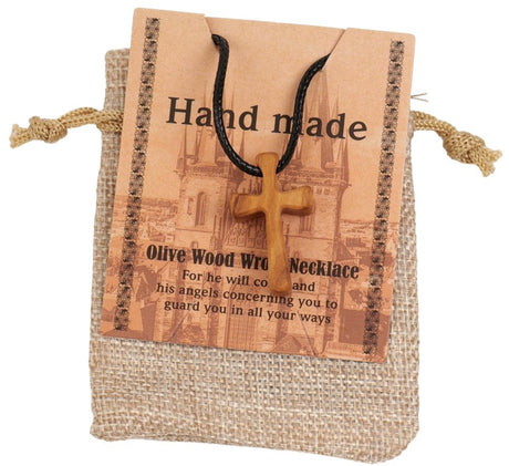 Olive Wood Cross Necklace - Simple and Personalized