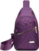 Unisex Shoulder Bag - 5 Storage Pockets & Cable Grommet - Women's Crossbody Bag - Men's Crossbody Bag - Crossbody Bags - Sling Bag - Adjustable Carrying Style (Cross/Shoulder/Chest) - Purple