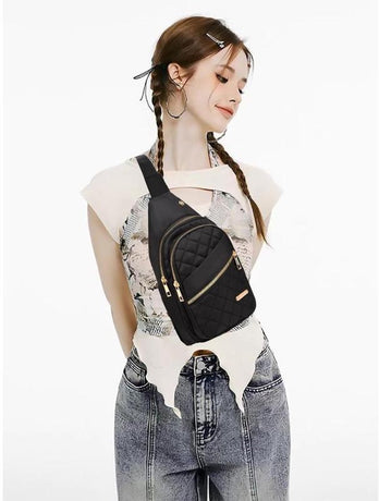 Unisex Shoulder Bag - 5 Storage Pockets & Cable Grommet - Women's Crossbody Bag - Men's Crossbody Bag - Crossbody Bags - Sling Bag - Adjustable Carrying Style (Cross/Shoulder/Chest) - Purple