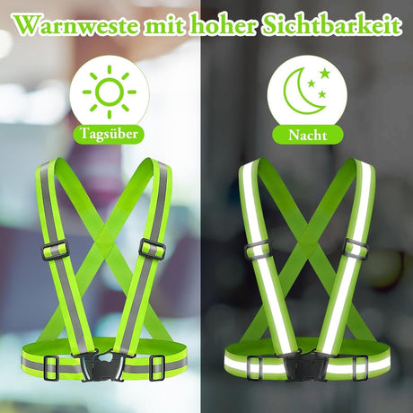 Two-piece reflective vest with 2 reflective armbands - High visibility reflective vest - Reflective safety vest - Adjustable lightweight elastic straps - Suitable for running, cycling and walking