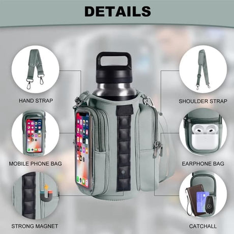 Magnetic Sports Bag with Adjustable Shoulder Strap - Includes Water Bottle Holder and Pocket - for Sports, Workouts, Travel & Work（White）