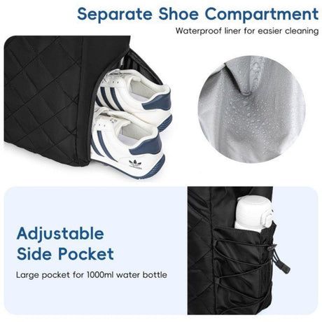 Backpack - Tennis bag - Handbag - Sports bag - Waterproof racket bag - Suitable for multiple rackets with shoe compartment - Black
