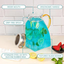 Water Juice - Fridge Door Juice - 1.8L Glass Juice - with Stainless Steel Lid - Juice Juice - For Hot and Cold Drinks - For Homemade Drinks - Juice - Ice - Tea - Coffee - Milk - Wine and Beverages
